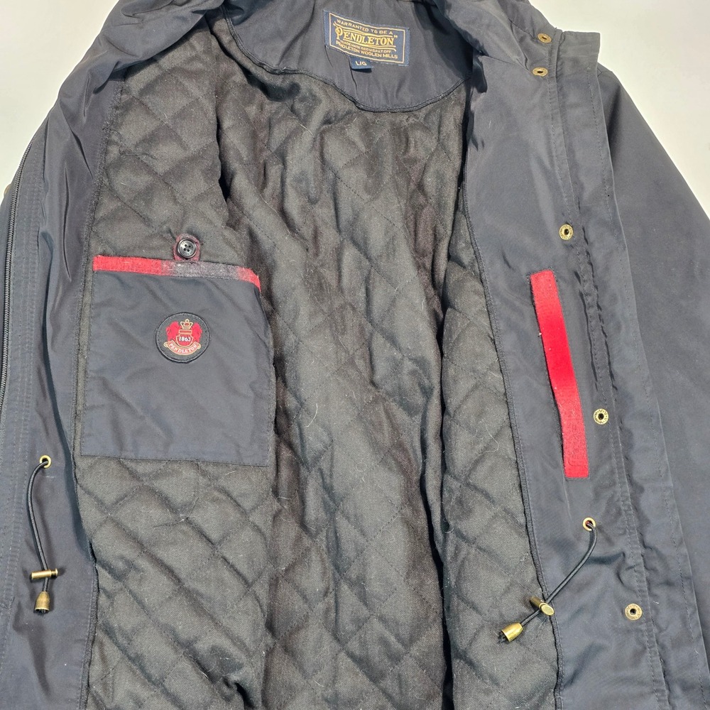 Pendleton Womens Red Black Buffalo Plaid Wool Blend Hooded Parka Jacket‎ Large - Picture 3 of 16
